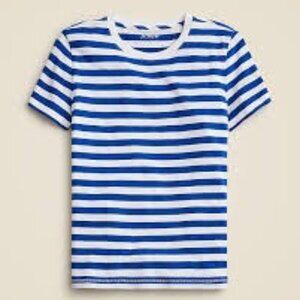 J. Crew Vintage Jersey Classic-Fit Crewneck T-shirt In Even Stripe Blue White